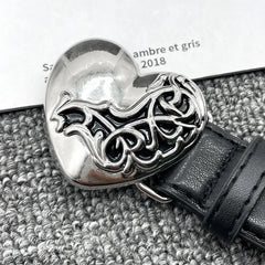 Luxury Design Punk Style Personalized Retro Design Embossed Heart Love Belt Y2k Leather Women's Belt Dress Jeans Accessories