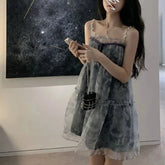 Roses and Petals and Thorns Pink Floral Mini Dress Goth Dress Dark Academia Kawaii Academia Y2K Cottagecore Coquette Fairycore Dollette Princesscore