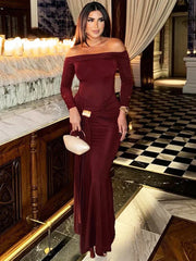 One-Shoulder Long Sleeve Bodycon Dress For Women Tight Elastic Lace Up Maxi Dress Autumn 2025 Fashion Party Club Vestidos