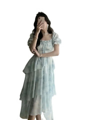 Maiden of Blue Skies and Cottony Clouds Goth Dress Dark Academia Mermaidcore Kawaii Academia Y2K Cottagecore Coquette Fairycore Dollette Princesscore