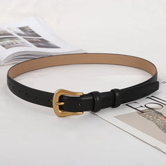 Luxury Designer Cowhide Leather Belt for Women Metal Buckle Waist Strap Female Jeans Dress Trouser All-match Decorative Waistban