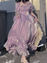 2025 Autumn Vintage Evening Party Dress Elegant Casual Lolita Princess Dress Women Sexy Backless Korea Sweet Fairy Dress Female
