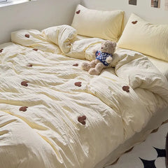High Quality Beauty Bedding Set Cute Towel Embroidered Girl Heart Bed Sheet Student Dormitory Bed