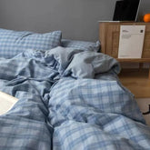 Nordic Simple Small Check Dark Green Bedding Set Soft High Quality Quilt Cover Polyester Aesthetic Bed Sheet With Pillowcases