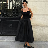 Fashion Black Suspender Dress 2025 Autumn Winter New Niche Slim Long Dresses Female High Waist Sleeveless Holiday Clothes