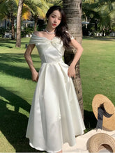 Elegant White Wedding Dress Women New Fashion Chic bowknot A-line Party Prom Vestidos Summer Female Casual Robe Mujers