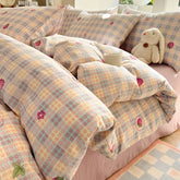 Korean Bow Bedding Sets For Girls 2025 New Duvet Cover Set Queen Full Size Flat Bed Sheet Quilt Cover Pillowcase Kawaii