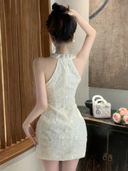 French Elegant Small Fragrance Summer Dress Women Fashion Luxury Beading Bodycon Mini Dress Hotsweet Sexy Dress Party Vestidos