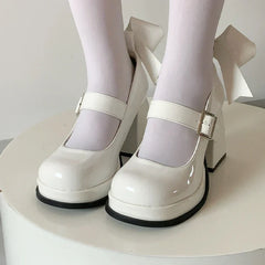 Bow Mary Jane High Heels Women Shoes Dress Lolita Shallow Fashion Sandals New 2025 Spring Designer Casual Pumps Femme Zapatos
