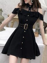 Korean OL New Single Breasted Women Summer Dress 2025 Sweet Chic Black office work Short mini Dresses With Belt Vestidos jurken