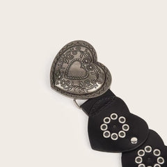 2025 Gothic Fashion Retro Y2k belt Heart Love buckle Hollow Ring PU Leather Spliced Waist Belt for Lady Jeans Dress Accessories