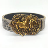 2025 Gothic Belt Neutral Horse Head Buckle Peony Pattern PU Belt for Lady Luxury Designer Jeans Dress Accessories Fashionable