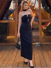 Bow Off-Shoulder Slim Long Dress Women's Summer Elegant Backless Evening Dress Fashion Solid Color Patchwork Long Dress