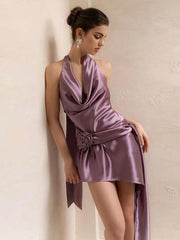 Sexy Deep V Women Mini Dress New Floral Lace up Halter Bodycon Dresses Backless Sleeveless Party Club Evening Dress Lady