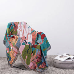 Textile City Forest Dancer Throw Blanket Two Sides Sofa Covers Trend Tassel Jungle Leaves Ins Home Decorative Tapestry 160x260cm