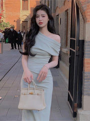 Fashion New Women Elegant Bodycon Slim Midi Party Dress Sexy Vintage Casual Prom Birthday Vestidos Female Chic Clothes Robe