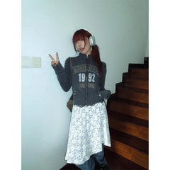 Korean Simple White Lace Skirt for Women Summer New High Waist A-line Skirts Y2k Fairycore Mid-length Falda Sexy Mujer