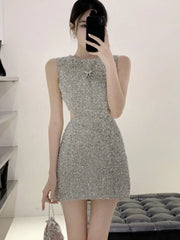 Korean Elegant Fashion Luxury Slim Party Dresses For Women 2025 New High Street Sleeveless Sexy Summer Dress Y2k Vestidos