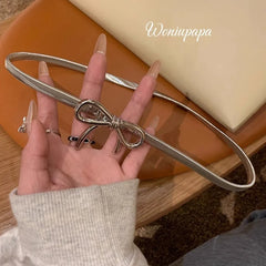 2025 gothic vintage elegant metal Bow knot Elasticity Elastic women's Y2k belt for Lady Luxury Designer Jeans Dress Accessories