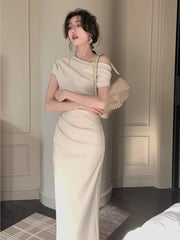 Fashion New Women Elegant Bodycon Slim Midi Party Dress Sexy Vintage Casual Prom Birthday Vestidos Female Chic Clothes Robe