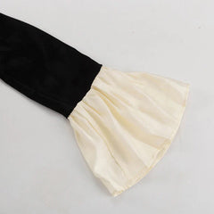 Splice Flare Sleeve Long Dress For Women Velvet Fashion Contrast Color Loose Retro Party Dress Female Elegant Clothes New