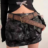 2025 Designer Female Gothic Y2k Belt Vintage Women's Belt Pu Leather Hip Hop Fashion Pattern Print Retro Jeans Dress Accessories