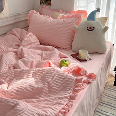 Korean Simple Bedding Set Modern Air Condition Thin Blankets Summer Quilt Pillowcase Comfortable Fluffy Blanket with Filling
