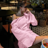 Elegant Knitted Sweater Maxi Dress Outfits For Women Flare Sleeve Sexy Backless Lace Up Dress Knitwear Party Clothes Lady