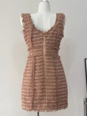 High Quality Luxury Small Fragrance Tweed Dresses For Women 2025 Summer Sweet Short Dress Party Vestidos Robes roupas feminina