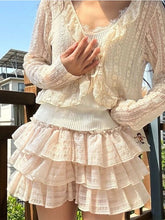 Kawaii Ballet Midi Skirt Sweet Tulle Tierred Cake Skirts for Women Japanese Y2k Cutecore High Wasit Lolita Skirt Summer