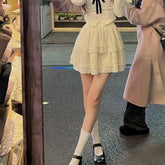 Spring Summer New Two Piece Sets Elegant Velvet Lace Square Collar Slim Fit Tops Women+ Y2k High Waist Ruched A-line Skirts