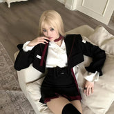 Long Sleeve Suit Jacket+ Vintage American Ruffled Bow Tops Mujer+ High Waist Bodycon Skirts Early Autumn New Three Piece Sets