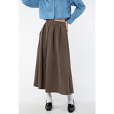2023 Spring Vintage Khaki Pleated Women Suit Skirt Casual High Waist American College Style Ladies Medium and Long A-line Skirt