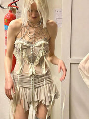 Gray Chiffon Skirts Elegant Pleated Mini Skirts Y2k Hotsweet Short Skirts for Women Korean Style Aesthetic Clothes New