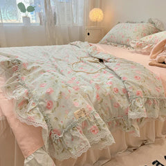 Summer Quilt New Cotton Korean Ins Lace Fragmented Series Air Condition Quilt High Quality Summer Blanket set