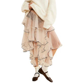 The Elf of Wood Ear Mushrooms Midi Skirt Kawaii Academia Y2K Cottagecore Coquette Fairycore Dollette Princesscore Bottoms