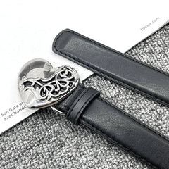 Luxury Design Punk Style Personalized Retro Design Embossed Heart Love Belt Y2k Leather Women's Belt Dress Jeans Accessories
