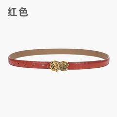 Fashion Genuine Leather Belt Women Ins Gold Rose Buckle Female Jeans Dress Waistband for Lady Luxury Designer Accessories