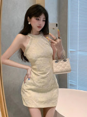 French Elegant Small Fragrance Summer Dress Women Fashion Luxury Beading Bodycon Mini Dress Hotsweet Sexy Dress Party Vestidos