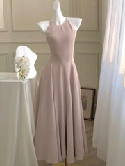 France Vintage Halter Evening Party Long Dresses for Women Solid Sleeveless A-line Princess Wedding Prom Robe New Summer Vestido