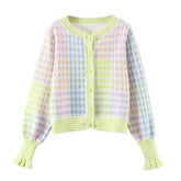 New Arrival Autumn Knitting Colorful Cardigan And Elasticed Split Skirt Women Sets 2Piece Sets