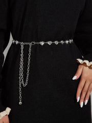 2025 Fashion Women Diamond Heart Chain Waist Belt Skirt Dress with Waistband Chain Decoration Thin Waistband Accessories