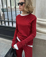 2025 Modal Soft Loose Sets Women 2025 Casual Two Pieces Long Sleeve T Shirts and High Waist Dresses Outfits Tracksuit