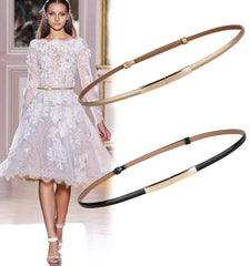 luxury designer Adjustable Elastic Ladies Dress Waist Belt Slim Leather Women Gold Buckle Black White Blue Skinny Female Belt
