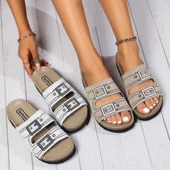 Women's Knitted Slippers 2025 Summer Hot Sale Flat Sandals Beach Open Toe New Fashion Thick Soled Casual Dress Women's Slippers