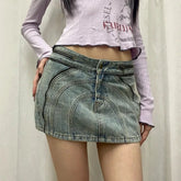 American Retro Summer Denim Skirt Women Clothing Korean Style Fashion Street Mini Skirt Simple Sexy Hot Girl Slimming Hip Skirt