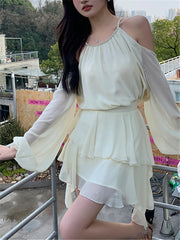 Two Piece Sets Summer Women New Korean Fashion Elegant Party Mini Skirt + Off Shoulder Tops Suits France Sweet Outfits