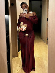 One-Shoulder Long Sleeve Bodycon Dress For Women Tight Elastic Lace Up Maxi Dress Autumn 2025 Fashion Party Club Vestidos