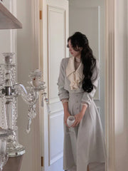 Elegant 2 Piece Dress Set Women Long Sleeve Crop Tops + Casual Black Midi Skirt 2025 Autumn Slim Retro Office Lady Korean Suits