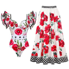 2024 Sexy One Piece Swimsuit Push Up Swimwear Women Ruffle Monokini Cover Up Shoulder Swimsuit Bodysuit Bathing Suit Skirt